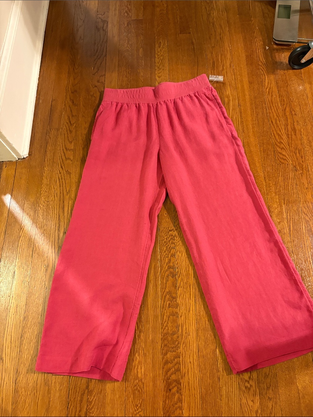 Soft Surroundings Aliso Point 100% Linen Wide-Leg Pull-On Pants in Washed Rose